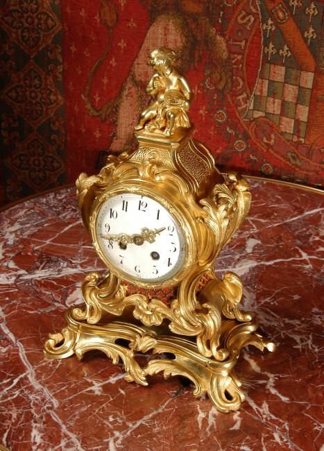 fig 1. *** SOLD *** Antique French Rococo Boudoir Table Clock